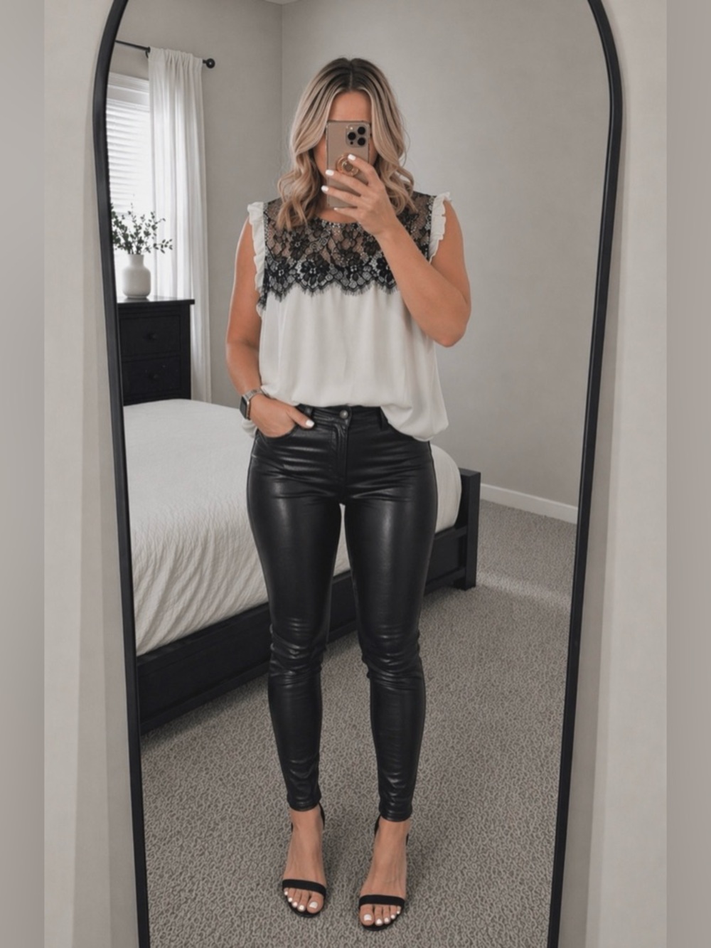Maurices Black Lace Trim Sleeveless Blouse | White Flowy Tank | Size XXL